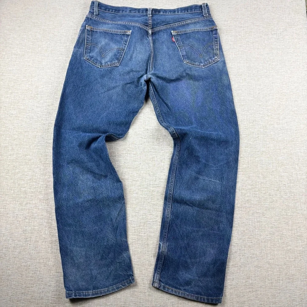 Vintage Levis 505 Mens 36x32 Distressed Jeans Thigh Faded Festival Denim
